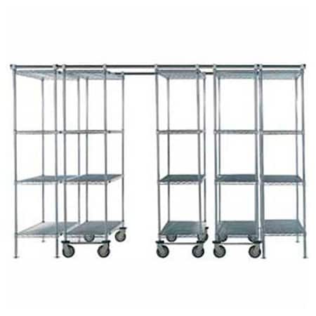 Nexel Space-Trac, 5 Unit, Chrome High Density Shelving, 72inW x 24inD x 76inH, 14ft Length B2177929